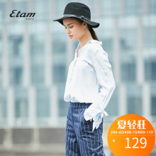 艾格 Etam  秋款时尚宽松修身简约系带长袖衬衫K635图片