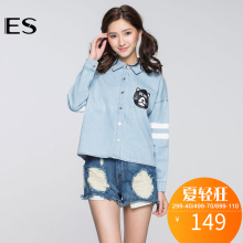 艾格 ES 款A卡通印花休闲牛仔衬衫S199图片