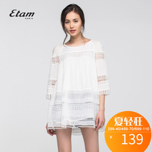 艾格 ETAM夏女装款蕾丝拼接雪纺宽松休闲衬衫S670图片