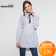艾格 WEEKEND 春款S宽松条纹翻领时尚长袖衬衫K052图片