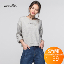 艾格 WEEKEND秋款S圆领纯色英文长袖短款T恤S828图片