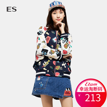 艾格 ES 2018 春季新品可爱俏皮趣味印花休闲时尚长袖外套女K719图片
