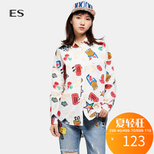 艾格 ES 2018 春款活泼可爱薯条印花经典翻领衬衫女K562图片