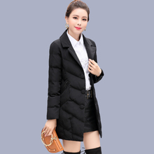 冬季棉服外套女装2018新款韩版修身小个子西装领棉衣女中长棉袄子图片