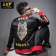 SXF圣希梵春季外套男 2019新款男装棒球服重工刺绣修身男士夹克潮