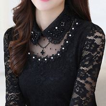 2019新款 上衣洋气显瘦女士蕾丝打底衫 女娃娃领网纱小衫 春装 很仙