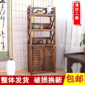 仿古烧桐木博古架花架多宝阁古董架陈列展示柜置物架茶叶茶壶架子