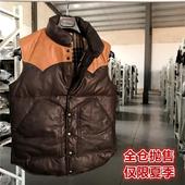 夏季开仓抛售 仅40件白鸭绒美国产牛皮咔叽马甲真皮皮衣男