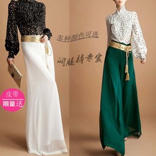 薄款 雪纺 休闲宽松垂感高腰阔腿长裙裤 新款 甩裤 女加大码 2018夏装