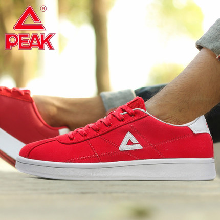 PEAK Men's Shoes Casual Shoes Red Board Shoes Durable and Anti slip Student Fashion Low cut Leather Top for Autumn and Winter Versatile Korean Skateboarding