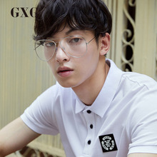 白色时尚 短袖 GXG男装 夏季男士 翻领POLO衫 都市商务流行百搭修身