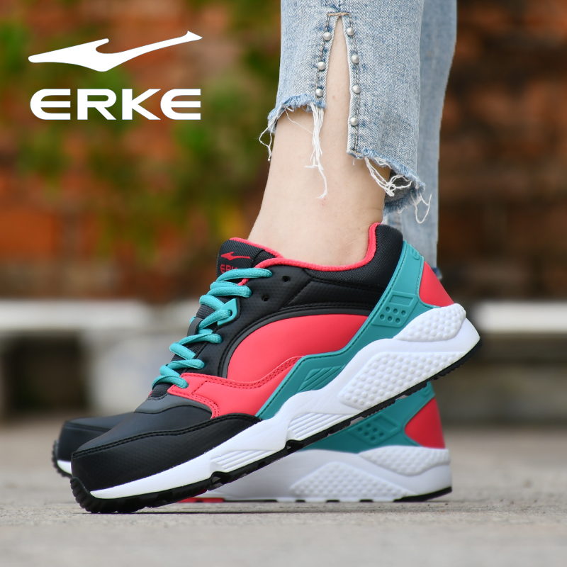 ERKE Women's Shoes Running Shoes Fashion Sports Shoes Autumn New Versatile Casual Shoes Non slip High rise Student Shoes