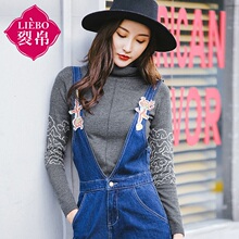 裂帛女装2018春秋新款高领提花长袖套头针织衫女图片