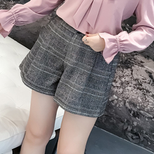 采多宝大码女装2018胖mm秋装新款格子阔腿裤热裤短裤女200斤K0057图片