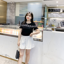 饰荷叶雪纺小衫 A0159 花边装 女装 新款 胖妹妹2019夏装 采多宝大码