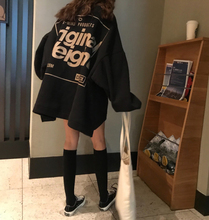 后背印花宽松oversize中长款 套头卫衣休闲外套女 长袖 韩版 秋季新款