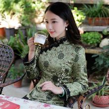 如意风上衣冬装唐装棉衣长袖中式改良茶服女装夹棉旗袍上衣7813图片
