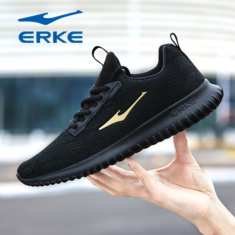 ERKE Men's Shoes Summer Running Shoes Red Star Erke Middle School Students Mesh Breathable Sneakers Anti odor Leisure Shoes