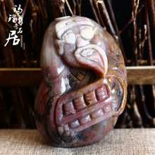 天然玛瑙手把件 玉髓把玩件 树化玉金算盘 把件男款把玩件把件145