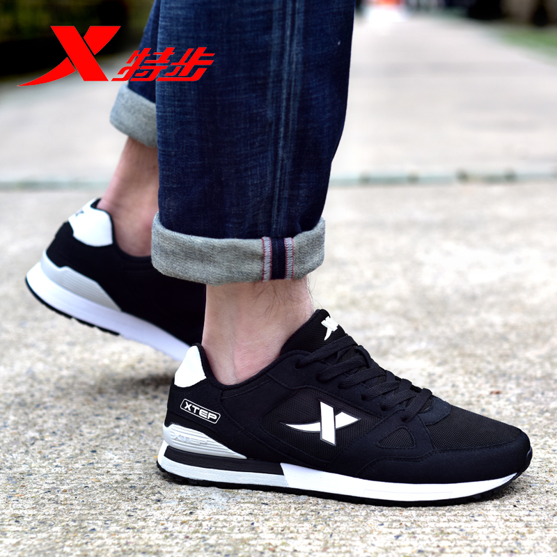 Special Step Men's Shoes Spring and Autumn New Black Mesh Breathable Running Shoes Casual Genuine Brand Leather Antiodor Sports Shoes