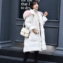 白色过膝羽绒服女中长款2018冬季新款韩版宽松加厚时尚外套女装潮图片