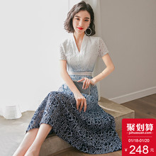 气质裙子早秋装 中长款 蕾丝连衣裙 女夏季2018新品 衣舒阁有女人味