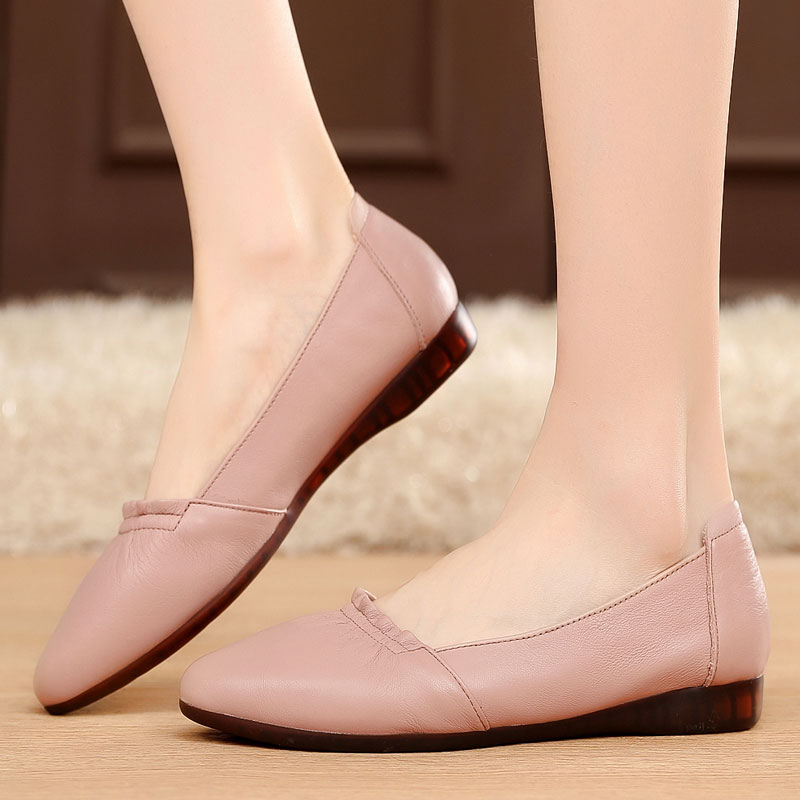 Flat heeled single shoes for women in autumn 2018 New women's shoes Flat shoes Genuine leather women's shoes Korean version Soft sole small leather shoes