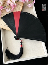 纯色红迷你男女妖杨同款 中国风古风和风折扇子小日式全竹工艺扇