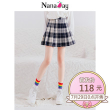 娜娜日记2018秋装新款女装格子百褶裙高腰半身裙韩版裙子女学生琮图片