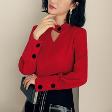 2018初秋装新款女装chic早秋ins超火的长袖韩版红色上衣女春秋季图片