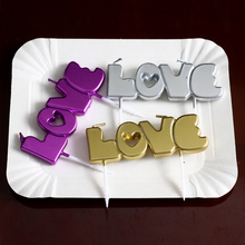 金色LOVE生日蜡烛连体字牌 蛋糕创意插婚庆爱心表白祝福求爱儿童