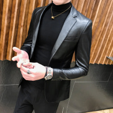 男士皮衣男2019新款春秋机车外套修身韩版小西装帅气西服PU皮夹克
