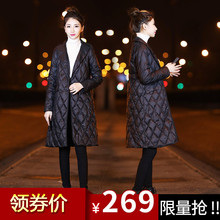 2018秋冬季女装新款韩国中长款轻薄西装领薄款羽绒服女外套韩版潮图片