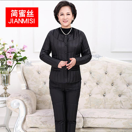 中老年羽绒内胆套装女修身大码长袖两件套羽绒服轻薄保暖妈妈装冬商品大图