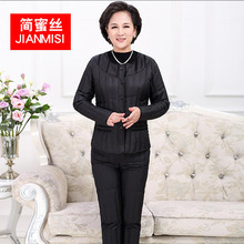 中老年羽绒内胆套装女修身大码长袖两件套羽绒服轻薄保暖妈妈装冬图片