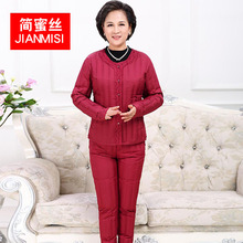 中老年羽绒内胆套装女修身大码长袖两件套羽绒服秋冬款保暖妈妈装图片