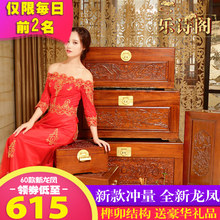 龙凤香樟木箱子长方形带锁全樟木复古红木箱子红色结婚箱子婚嫁箱