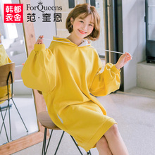 范奎恩韩版大码女装2018秋装新款胖mm遮肉显瘦裙子洋气加绒连衣裙图片
