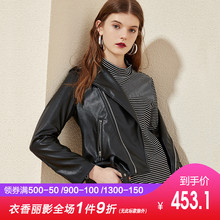 衣香丽影2018冬装新款韩版时尚翻领修身机车短外套长袖PU皮衣女图片