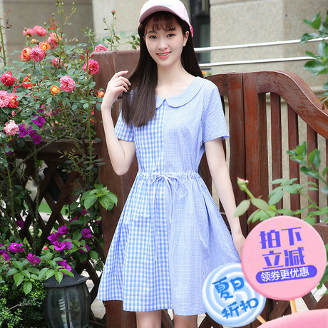 少女韩版显瘦甜美连衣裙学院风2018夏季新款中学生夏装裙子小清新商品大图