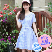 少女韩版显瘦甜美连衣裙学院风2018夏季新款中学生夏装裙子小清新图片
