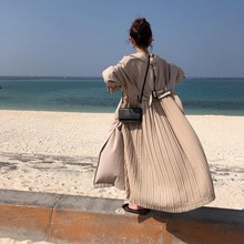 后背百褶薄纱拼接风衣外套 19春 来袭 近藤千寻演绎 背影杀 爆款