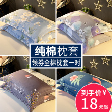 一对装】网红全棉枕套夏天纯棉成人枕头套单人枕芯套48x74cm包邮