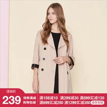 秋水伊人2018春装新品女装西装领宽松腰带拼接纽扣风衣外套女J089图片