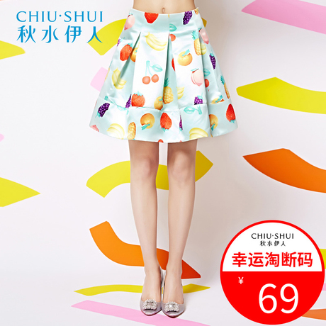 秋水伊人2018夏季新款雪纺淑女A字裙半身裙E142商品大图