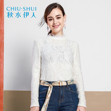 秋水伊人冬装新品女装韩版蕾丝圆领修身显瘦打底衫上衣K058图片