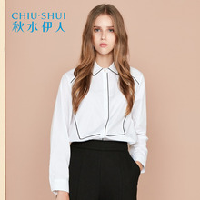 秋水伊人冬装新品女装方领包边撞色衬衫K074图片