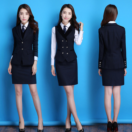 职业女装2018新款时尚气质西装马甲女士正装女套装工作服ol职业装商品大图