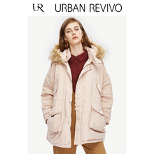 UR2018秋冬新品女装毛领扣带袖口束腰保暖羽绒外套WH39S1KN2004图片