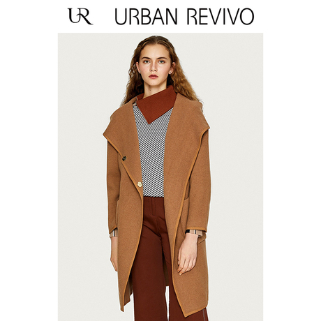 UR2018春夏新品女士女装连帽落肩袖绑带时尚大衣外套WH02S1GN2000商品大图